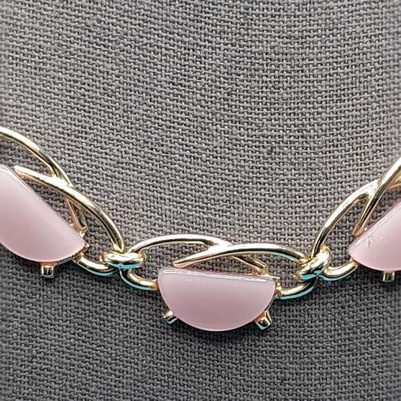 Vintage Lavender Moonglow Choker Necklace, Gold Tone, 1950s Vintage Jewelry - Picture 5 of 11